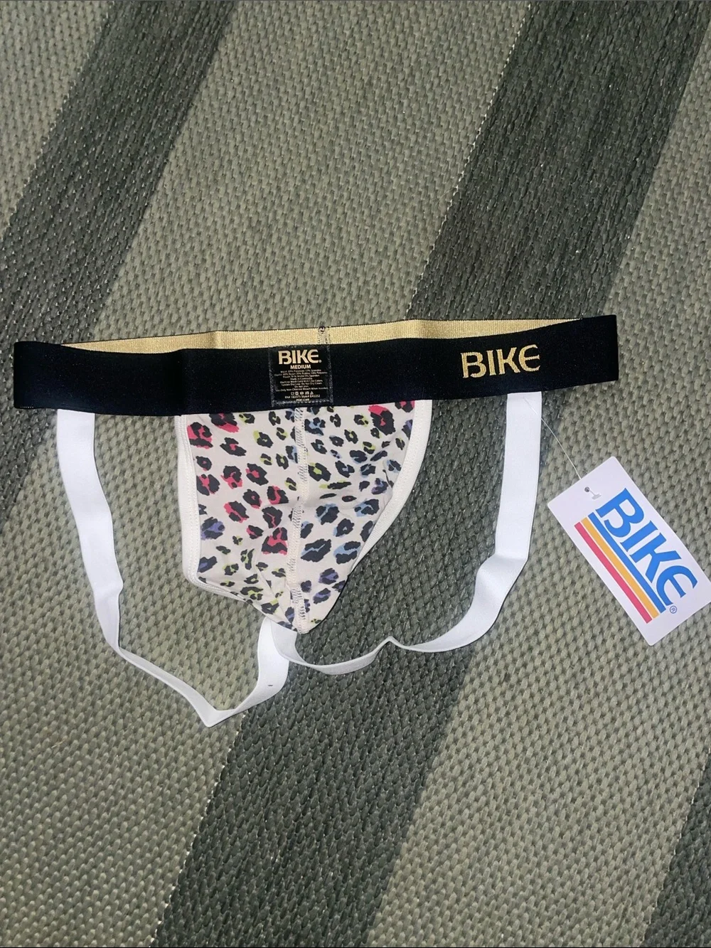 BIKE Leopard-Print Jock Brief with Black Waistband
